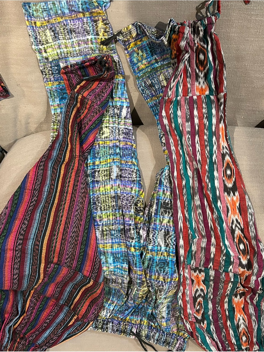 Boho Multicolor Printed Wide-Leg Guatemalan handmade pants